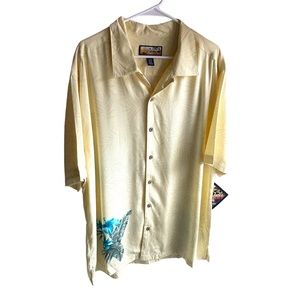 Havana Jack's Cafe Hawaiian Button-down Shirt. Yellow. Size 2XL